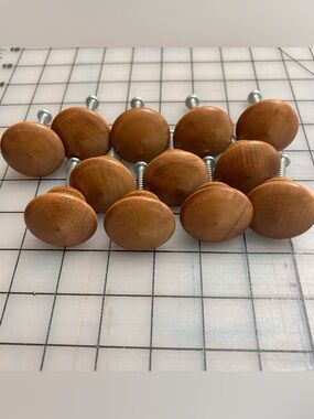 12 Round Wood Drawer Knob 1-1/2", Light Natural Finish Cabinet Pulls Handles